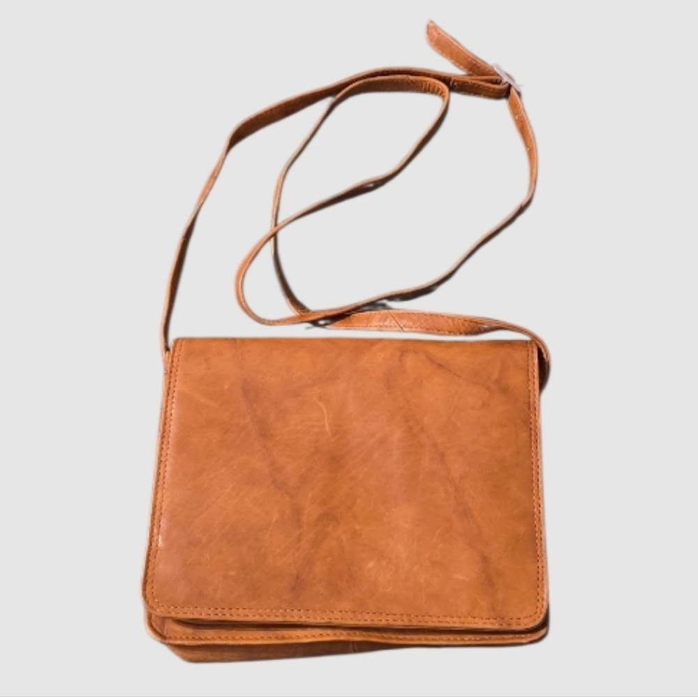 Y2k Bocci Leather Crossbody Bag Women's Tan 90's Vintage Bohemian Casual Wear